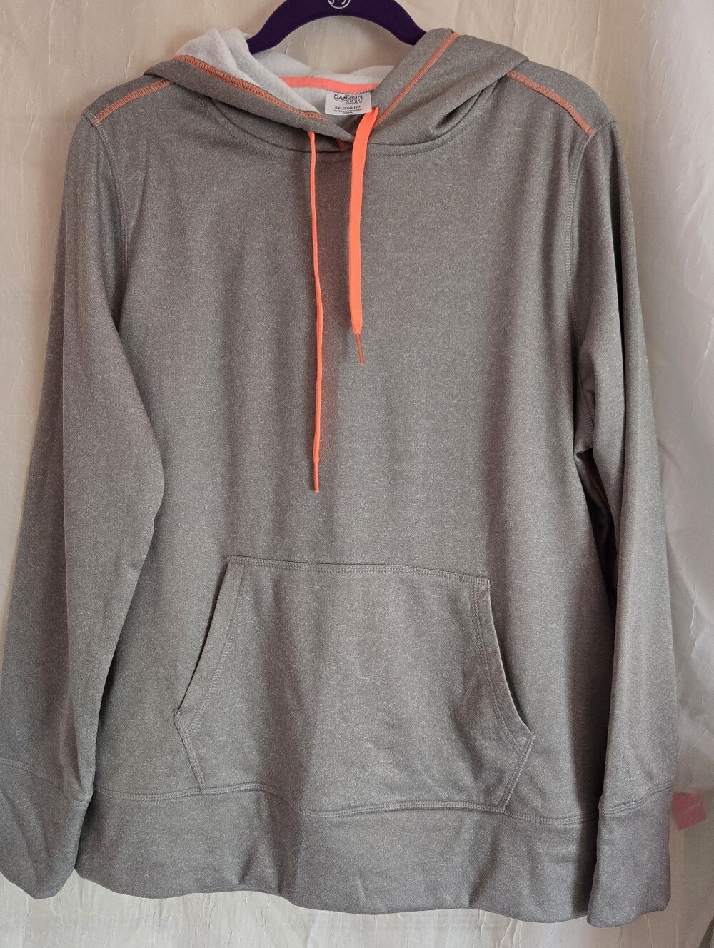 Gray Hooded Pullover with Coral Drawcords (NWOT)